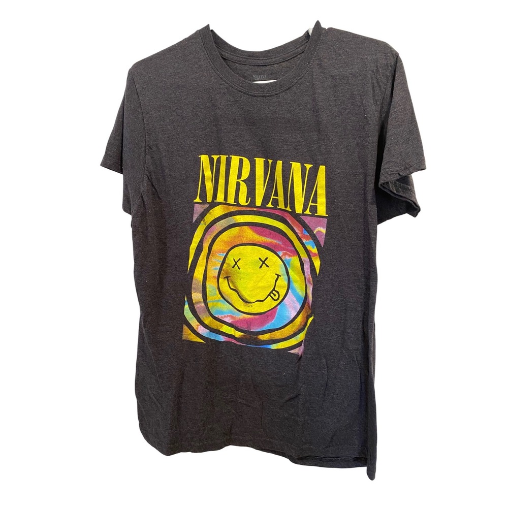 Nirvana Smiley Face T Shirt Mens‎ XL Band Tee Graphic Rock Grunge Y2K 1990s